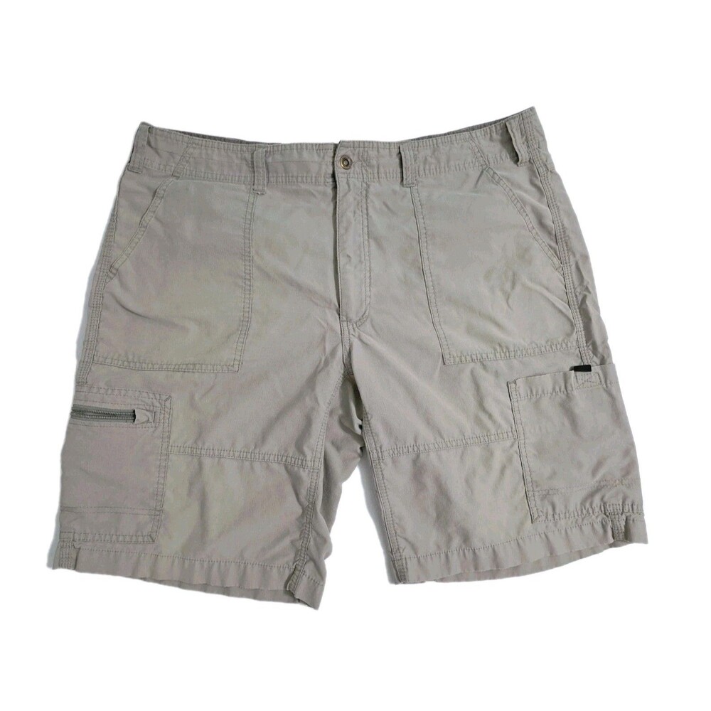 Eddie Bauer Cargo Shorts Mens 40 Tan Safari Utility Zip Pocket Khaki